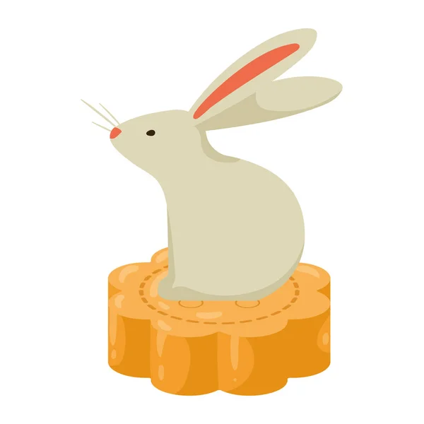 Mooncake Rabbit Mid Autumn Icon — 图库矢量图片