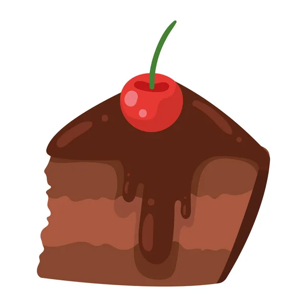 Sweet Chocolate Cake Portion Delicious — Stockový vektor