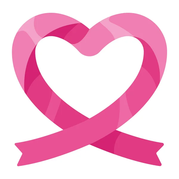 Heart Breast Cancer Ribbon Icon — Stockový vektor