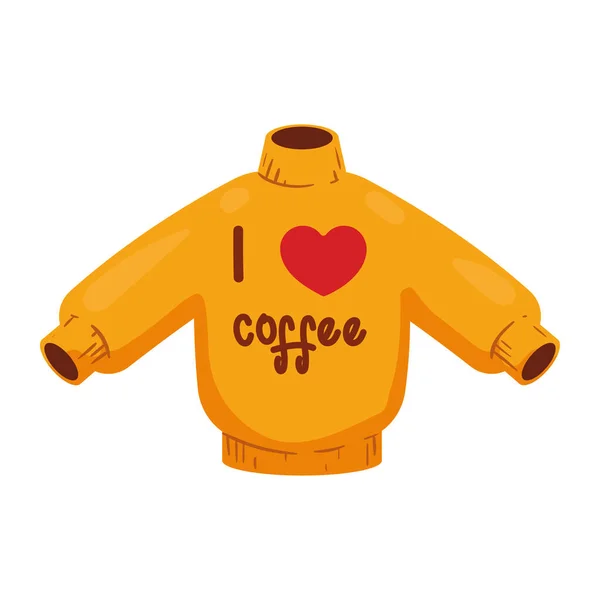 Coat Love Coffee Lettering Autumn Season — Vettoriale Stock