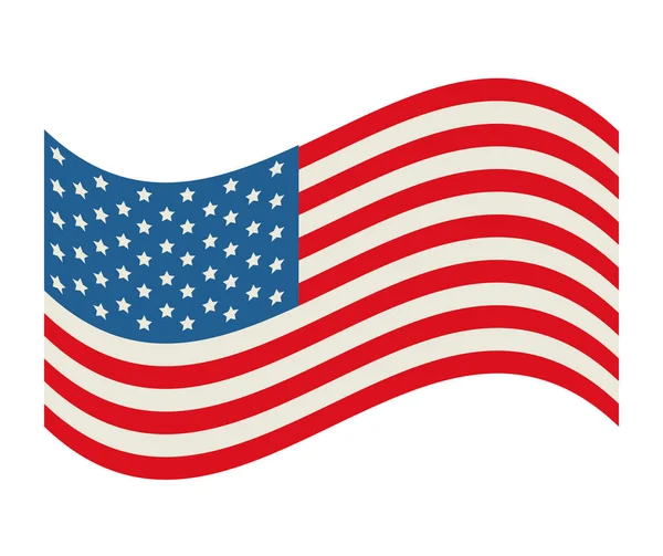 Usa Flag Waving Isolated Icon — Stock Vector