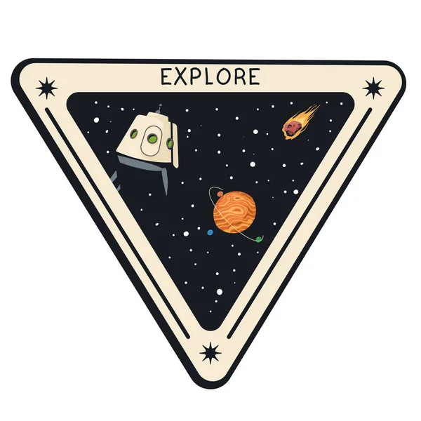 Triangular Space Outer Sticker Icon — Archivo Imágenes Vectoriales