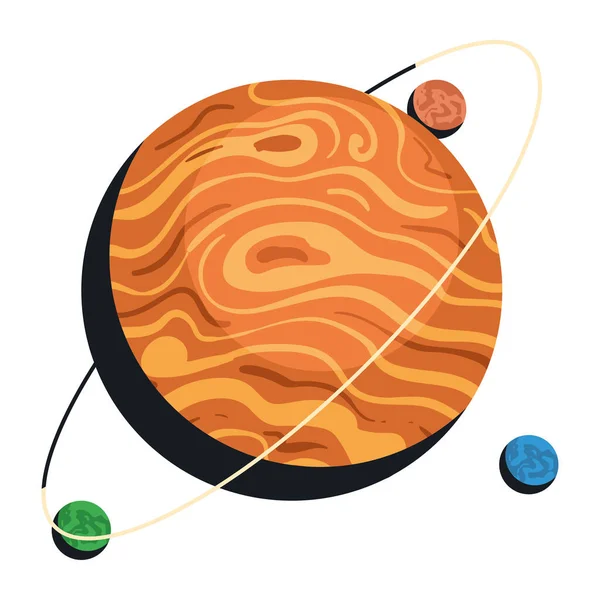 Four Planets Space Outer Retro Icon —  Vetores de Stock