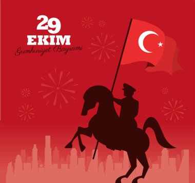 29 ekim bayrami letterign poster with soldier