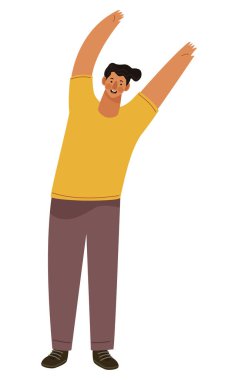 young man with hands up character