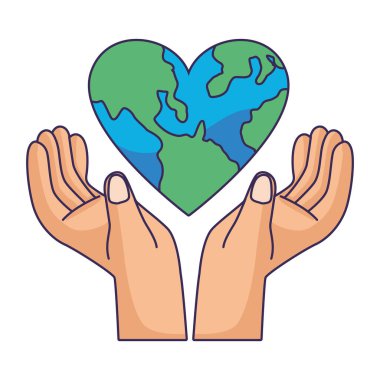 hands protecting heart earth icon