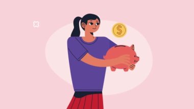 young woman working character animation , 4k video animated