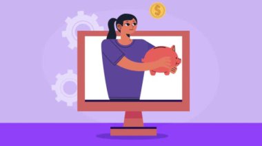 young woman working character animation , 4k video animated