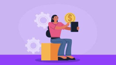 young woman working character animation , 4k video animated