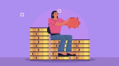 young woman working character animation , 4k video animated