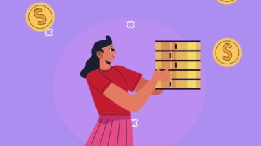 young woman working character animation , 4k video animated