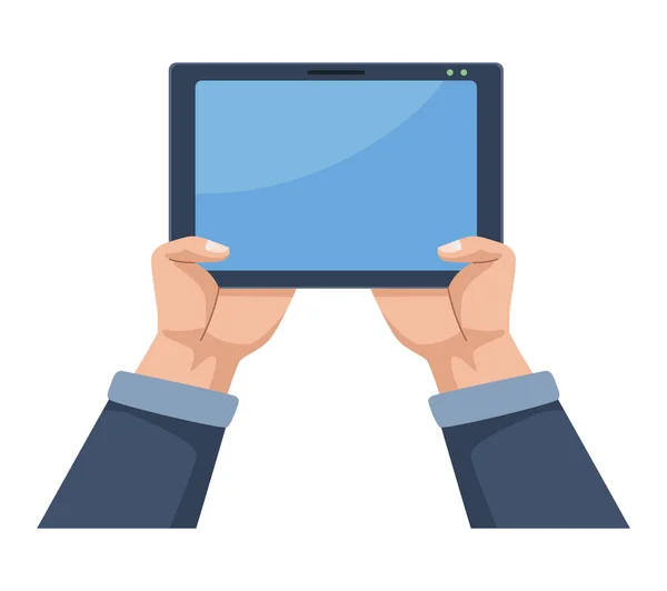 Hands Using Tablet Device Tech — Vector de stock