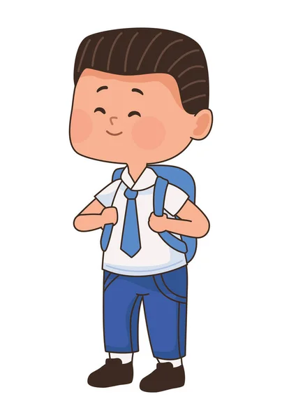 Little Student Boy Schoolbag Character — Stockový vektor