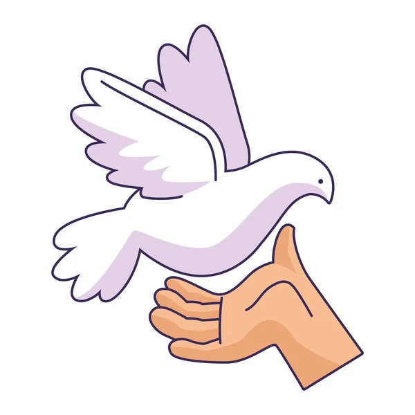 Hand Lifting Dove Peace Poster — Archivo Imágenes Vectoriales