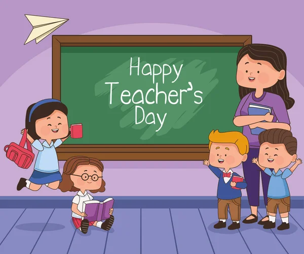 Teachers Day Lettering Chalkboard Scene — Vector de stock