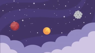 planets in space universe scene ,4k video animated