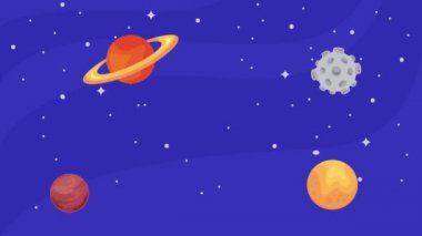 planets space universe scene animation ,4k video animated