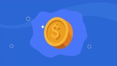 coin money dollar golden animation ,4k video animated