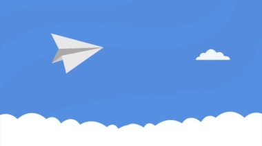 paper airplane flying in the sky ,4k video animated