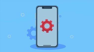 smartphone with gear settings animation ,4k video animated