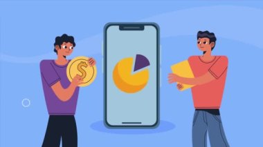 statistics pie in smartphone animation ,4k video animated