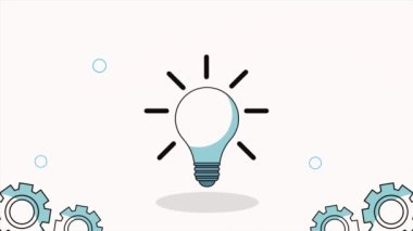 bulb light energy with gears ,4k video animated