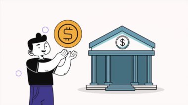 man with money dollars animation ,4k video animated