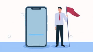 elegant business man with smartphone ,4k video animated