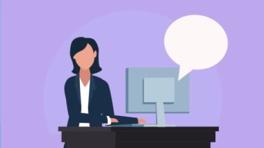 elegant business woman with desktop ,4k video animated