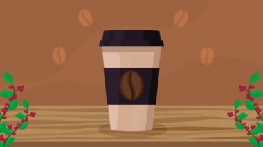 coffee drink in take away pot ,4k video animated