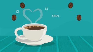 coffee cup with heart animation ,4k video animated