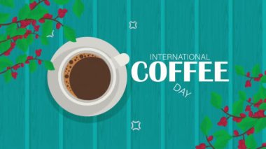 international coffee day lettering animation ,4k video animated