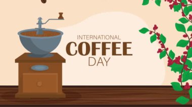 international coffee day lettering animation ,4k video animated