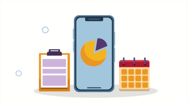 Statistics Pie Smartphone Animation Video Animated — Vídeos de Stock