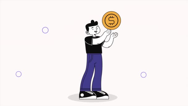 Man Money Dollars Animation Video Animated — Video Stock
