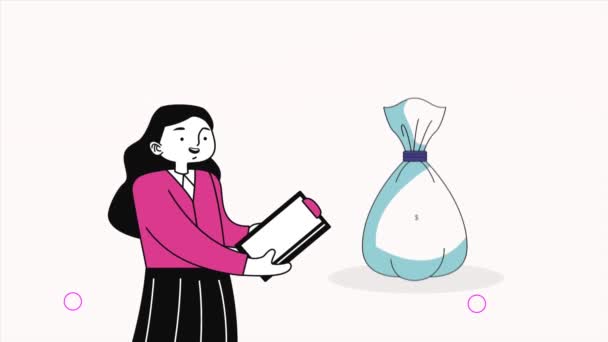 Woman Money Dollars Animation Video Animated — Video