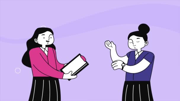 Youg Women Workers Characters Animation Video Animated – Stock-video