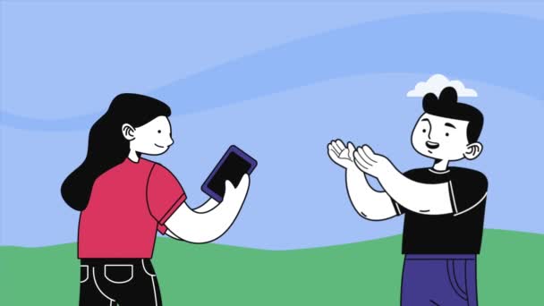 Young Workers Couple Characters Animation Video Animated — Stok video