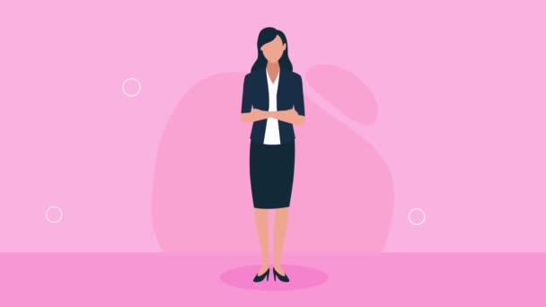 Elegant Business Woman Standing Animation Video Animated — Vídeos de Stock