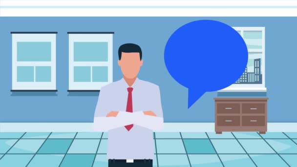 Elegant Business Man Speaking Animation Video Animated — Stockvideo