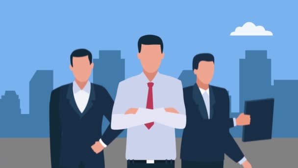 Group Business Men Workers Video Animated — Stok video