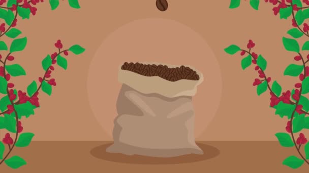 Coffee Toast Grains Sack Video Animated — Stock Video