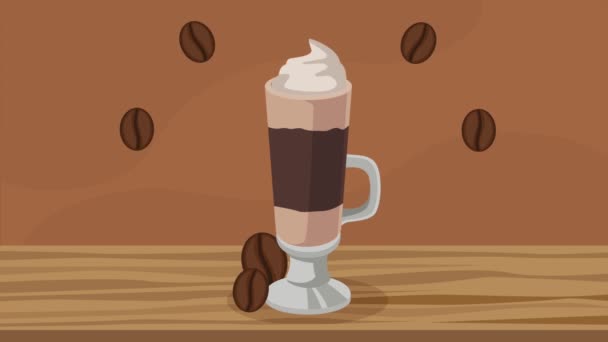 Iced Coffee Cup Grains Video Animated — ストック動画