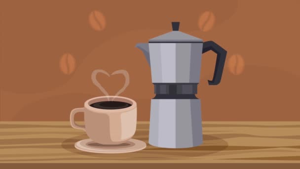 Coffee Cup Heart Animation Video Animated — Vídeo de Stock