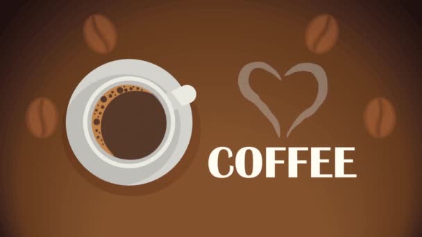 Love Coffee Lettering Heart Video Animated — Wideo stockowe
