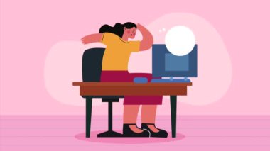 woman being cyber attacked ,4k video animated