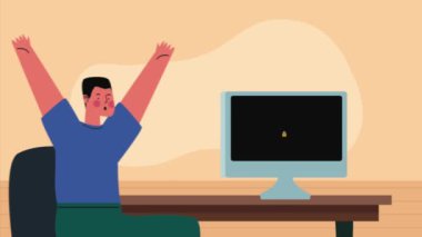 man being cyber attacked ,4k video animated