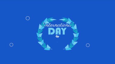 international day of peace lettering with crown ,4k video animated