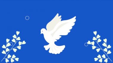 peace animation with dove flying ,4k video animated