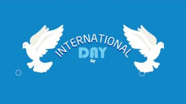 Güvercinlerin uçuşuyla uluslararası barış antlaşması, 4k video animasyonu